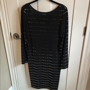 Sexy Frank Lyman Design Black Stretchy Sheath Dress with Long Sleeves, size 10